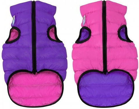 Wau Dog Waterproof Reversible Dog Coat Pink Purple 39cm S