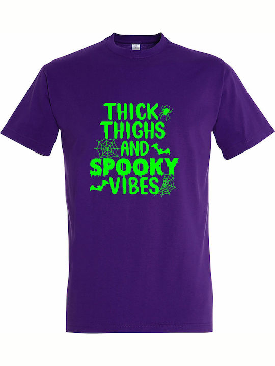 Unisex T-Shirt "Dicke Oberschenkel Gruselige Vibes Halloween" Dunkles Lila