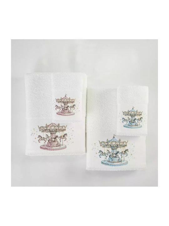 Borea Set of baby towels 2pcs White-sky blue 30 cmx50cm