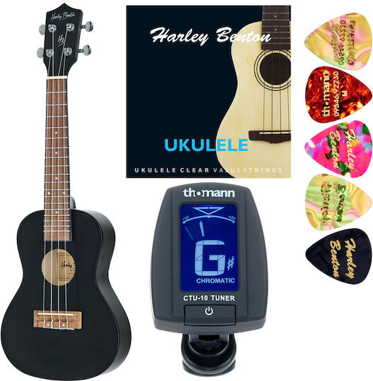 Harley Benton Uk-12c Black Bundle Concert Ukulele