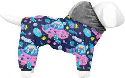 WauDog Hundemantel Wasserdicht Kapuzen Lila mit Rückenlänge 43 cm.