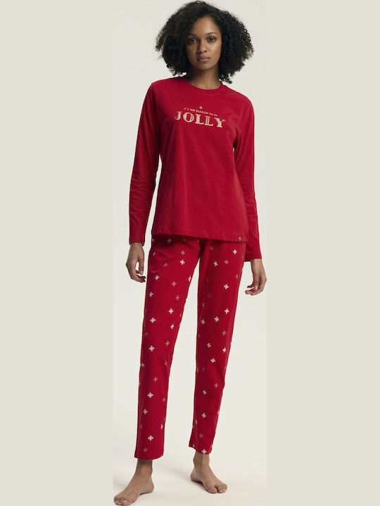 Henderson Winter Damen Pyjama-Set Rot