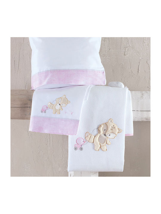Rythmos Blanket Cot Fox Waffle Pink 120x150cm