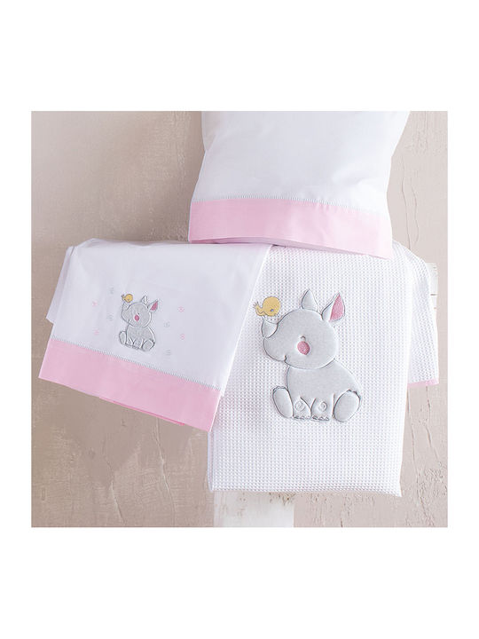 Rythmos Blanket Cot Rino Waffle Pink 120x150cm