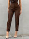 Women's High-waisted Fabric Trousers Brown