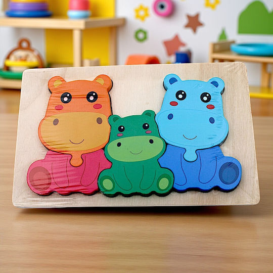 Holz Kinderpuzzle Montessori Ιπποπόταμους 5pcs