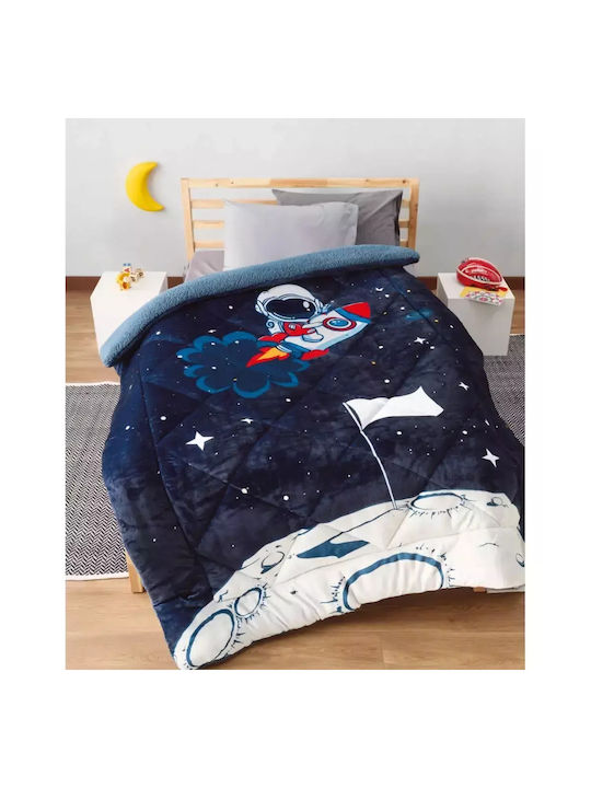Kentia Kids Duvet Cover Double Sided Single with Hollowfiber Filling Sirius Blue-white 160x220cm
