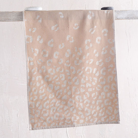 Rythmos Leopard Handtuch aus 100% Baumwolle in Beige Farbe 50x70cm