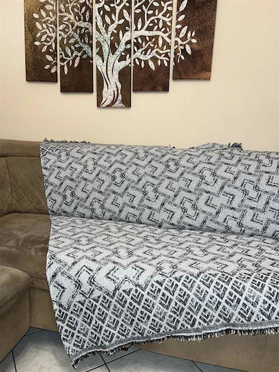 Kalogirou Home Σετ Ριχτάρια 2τμχ Chenille Γκρι Σκούρο