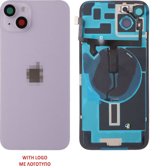 Iphone 14 Plus Battery Cover + Camera Lens + Metal Plaid + Flashlight + Charging Flex + Nfc Purple