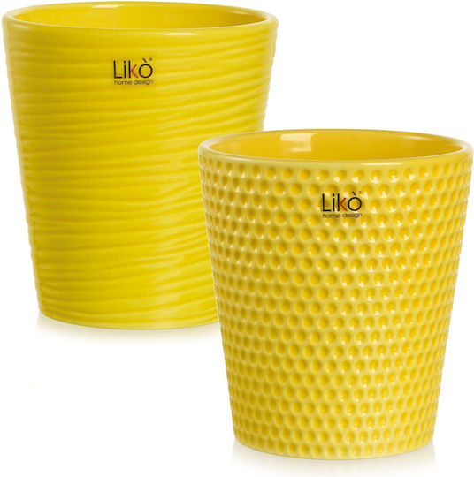 Fankon Flowers Ghiveci Ceramică Galben 13x14εκ.