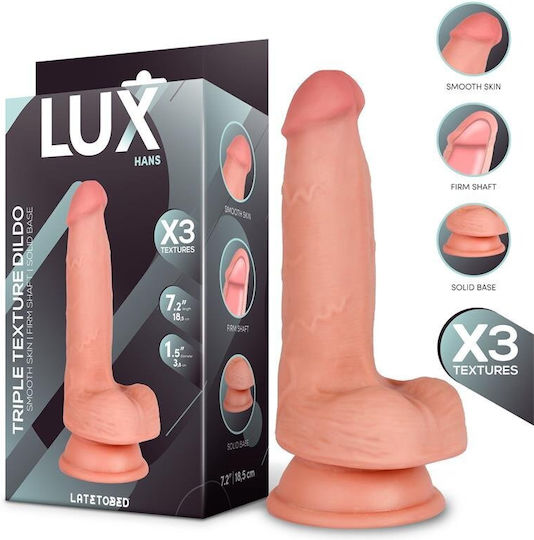 Lux Triple Dildo realist cu Scrotum Flesh