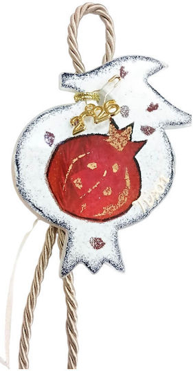 Kalliopi Silver Handmade Hanging Lucky Charm Pomegranate White made of Glass 2026 8x10cm 1pcs