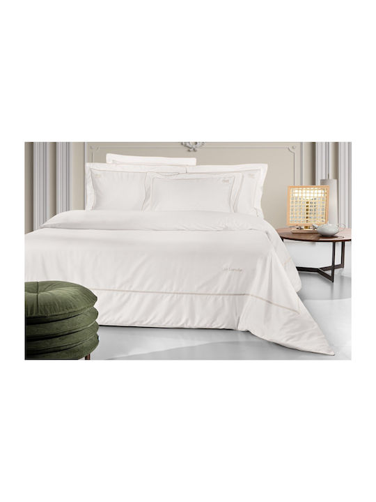 Guy Laroche Set Duvet Cover Cotton Satin 240x250cm Super King with 2 Pillowcases Elite Ivory-Beige