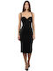 Summer Midi Evening Leather Dress Black
