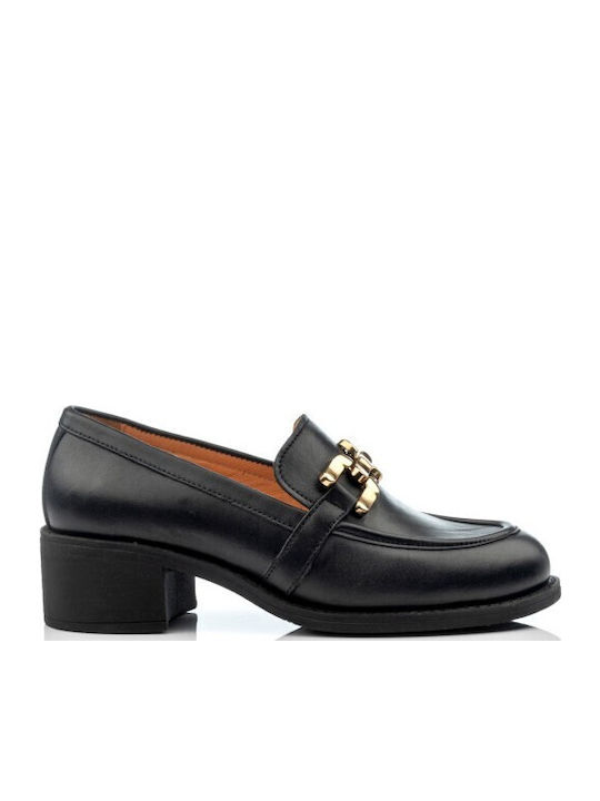 Δερμάτινα Γυναικεία Loafers σε Μαύρο Χρώμα