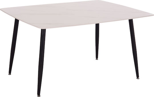 Rav Masă Sala de mese Marble White, Black 140x80x75buc