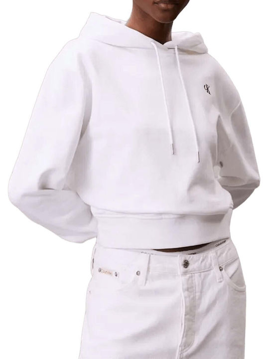 Calvin Klein Φούτερ Λευκό με Κουκούλα