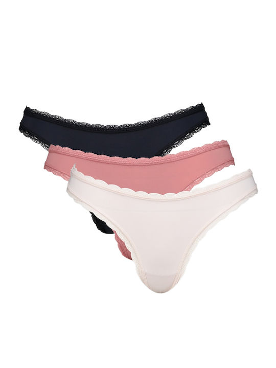 Γυναικεία String 3Pack Pink Rose And Black