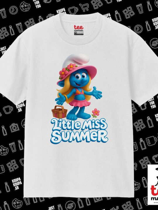 Smurfs Classic Double Stitch T-shirt Without Side Seams White 100% Cotton Vegan & Oeko-tex Certified