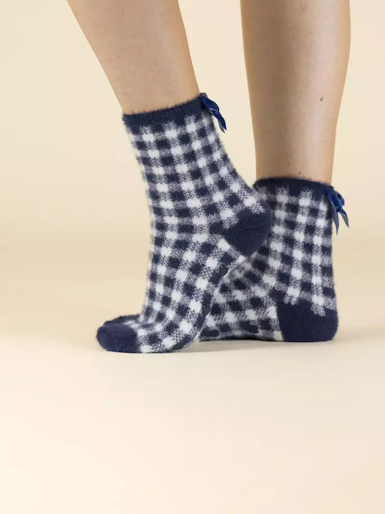 Noidinotte Women's Socks Blue Checkered