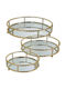 Marhome Metallic Round Decorative Tray with Mirror 3pcs