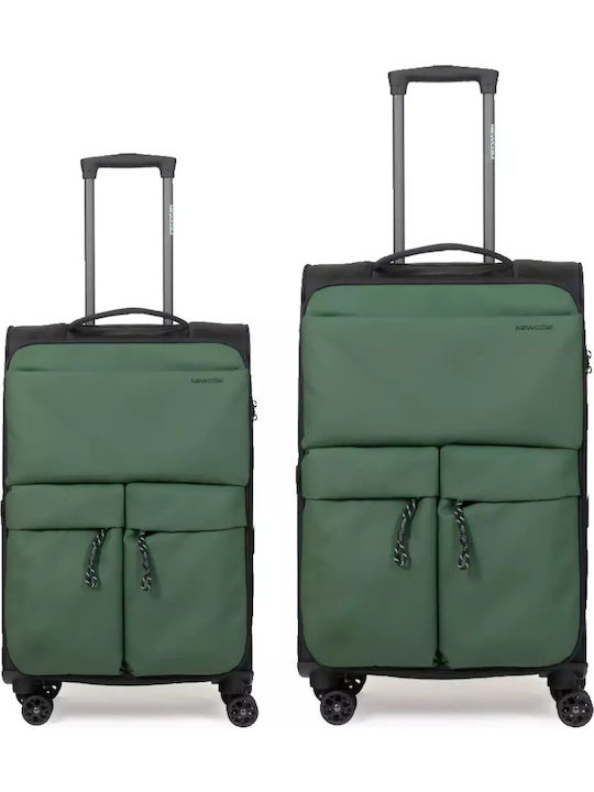 Newcom Travel Suitcases Fabric Green with 4 Wheels