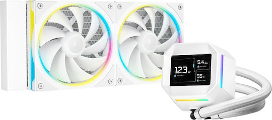 Deepcool LM240 Υδρόψυξη AIO CPU με 2 Ανεμιστήρες 120mm και RGB Φωτισμό Λευκή