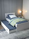 Single Bed 90x190 Cm Without Mattress with Storage Space Second Mattress