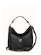 Women's Shoulder Bag Hobo Leather Grain Black