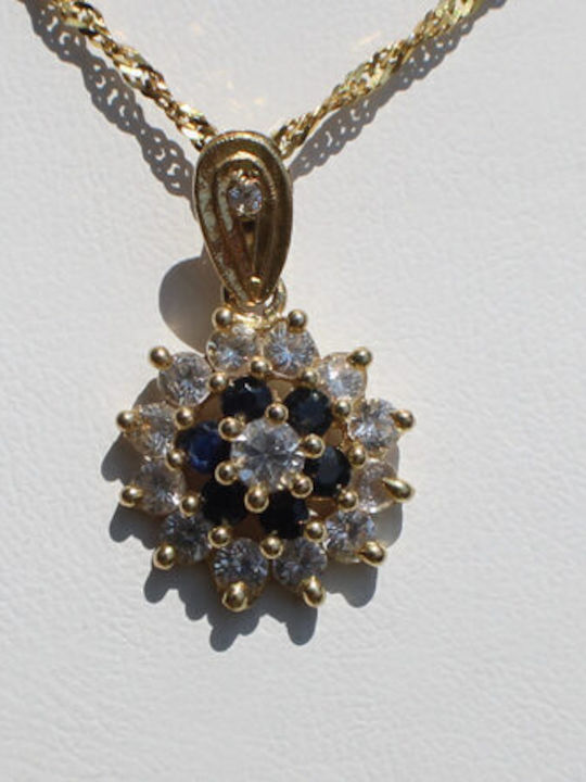 Gold Star Pendant 14K Tanzanites Sapphire Chain 45 Cm