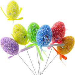 Easter Eggs On Wire Stick Colorful Patterns Rib...