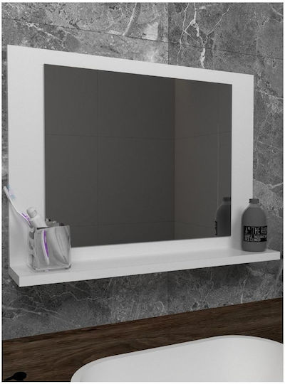 Weißer Hängender Badezimmerspiegel mit Regal – 60x45 cm