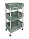 Plastic Kitchen Trolley 3 Tiers Green 46x30x84cm