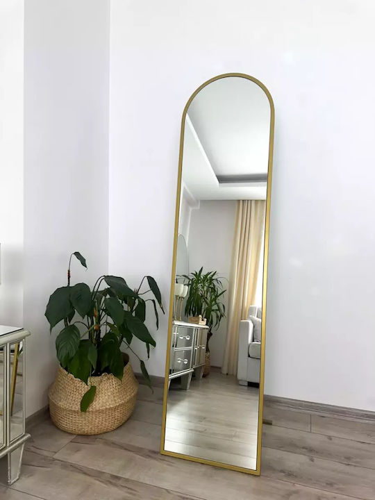 SteweHome Καθρέπτης Τοξωτός με Χρυσό Μεταλλικό Πλαίσιο 160x40cm