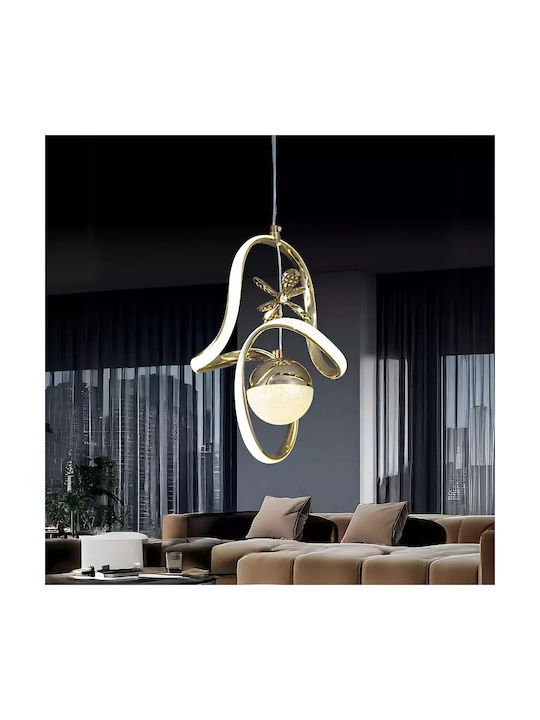 Lumini Suspendate Auriu LED 3 Culori Design Modern 30x30x90cm