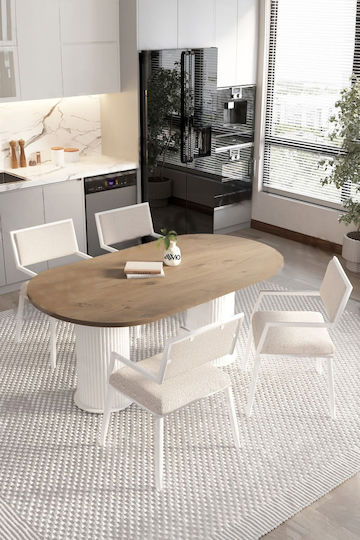 Table 80x140 White Dining Room Furniture Set for 4 People