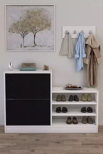 Two-Door Shoe Organizer Shelves and Hanger – Black 120x30x83cm