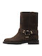 Wildleder Damen Biker-Stiefel Braun