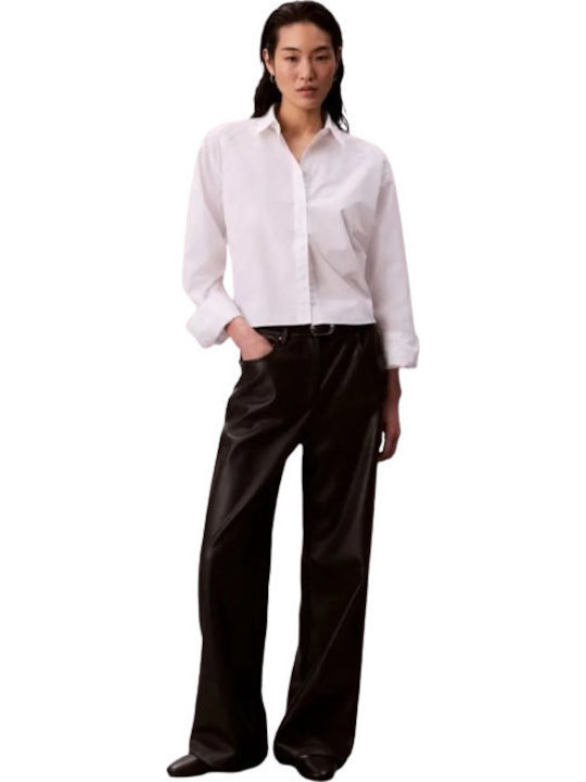 Calvin Klein Γυναικείο Υφασμάτινο Παντελόνι Straight Μαύρο