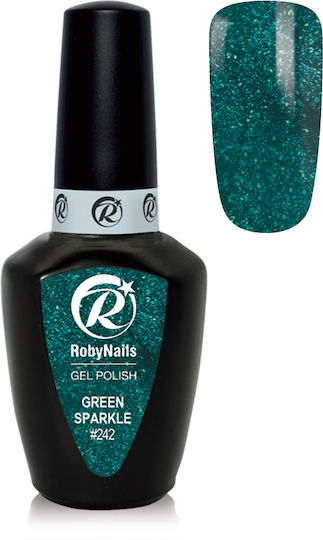 Roby Nails Halb-permanenter Nagellack Green Sparkle 8ml 8ml 1Stück