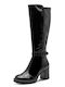 Patent Leather High Heel Women's Boots Black