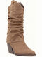 Suede Cowboy Boots Pointed Brown