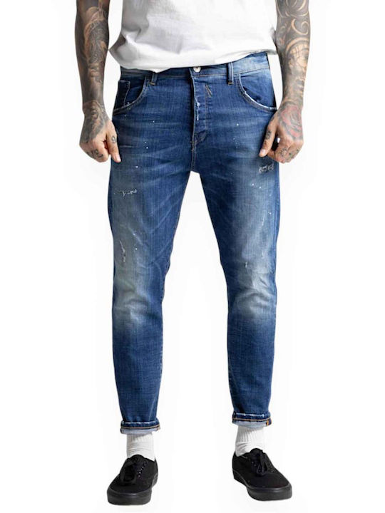 Ανδρικό Παντελόνι Τζιν με Slim Εφαρμογή Dark Denim Raw