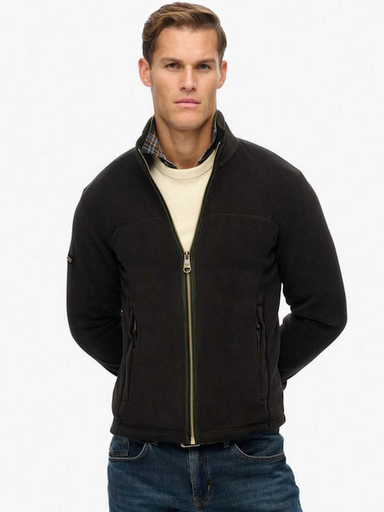 Superdry Ovin Jachetă Fleece Neagră