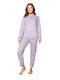 Modalove Winter Damen Pyjama-Set Purple