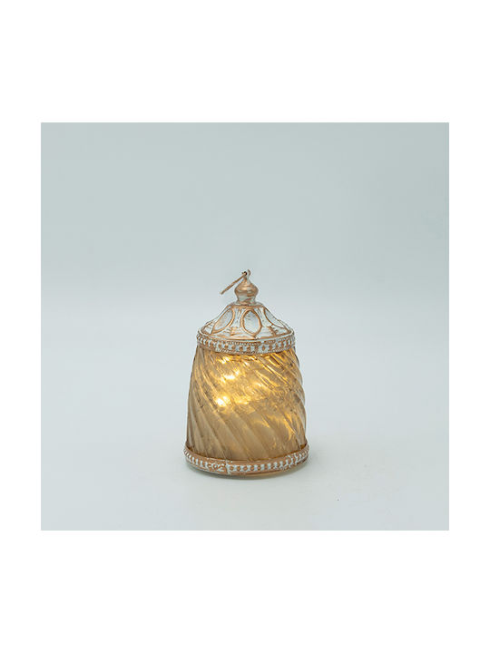 Estheti Lantern Led Metallic Glass White Gold Oil 7.5x7.5x12cm 3 Pieces 819-01126