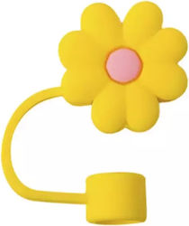 Silicone Cover Straw Daisy Yellow
