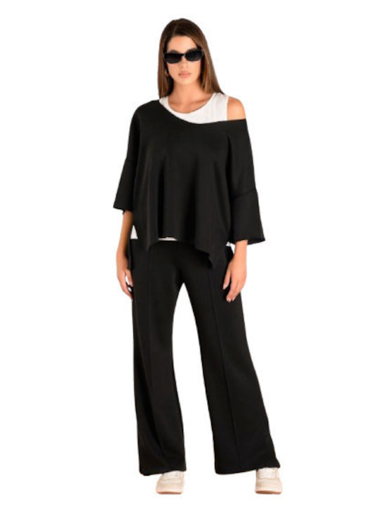 Derpouli Women's Crop Top with V Neckline Black