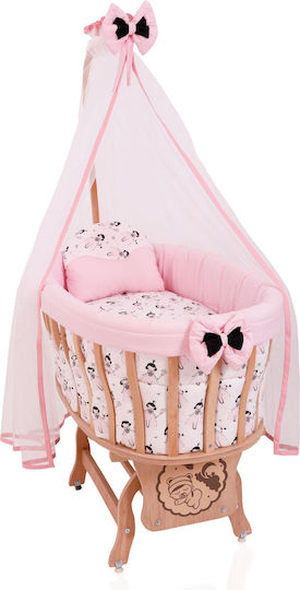 Wooden Cradle Sleep Set – Pink & White